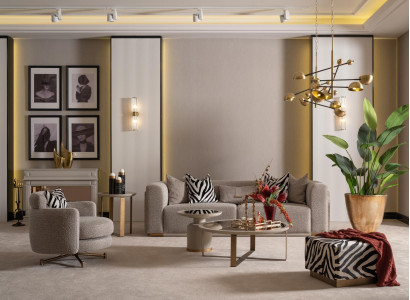 Sofagarnitur Viersitzer Sessel Stoffsofa Couchtische Grau Set 6tlg